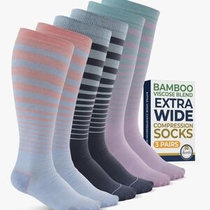 Bamboo Viscose Blend Extra Wide Compression Socks - Pastel Pack